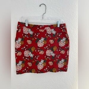 NWT Harkel Floral Primrose Aurora Red Skirt Size 8